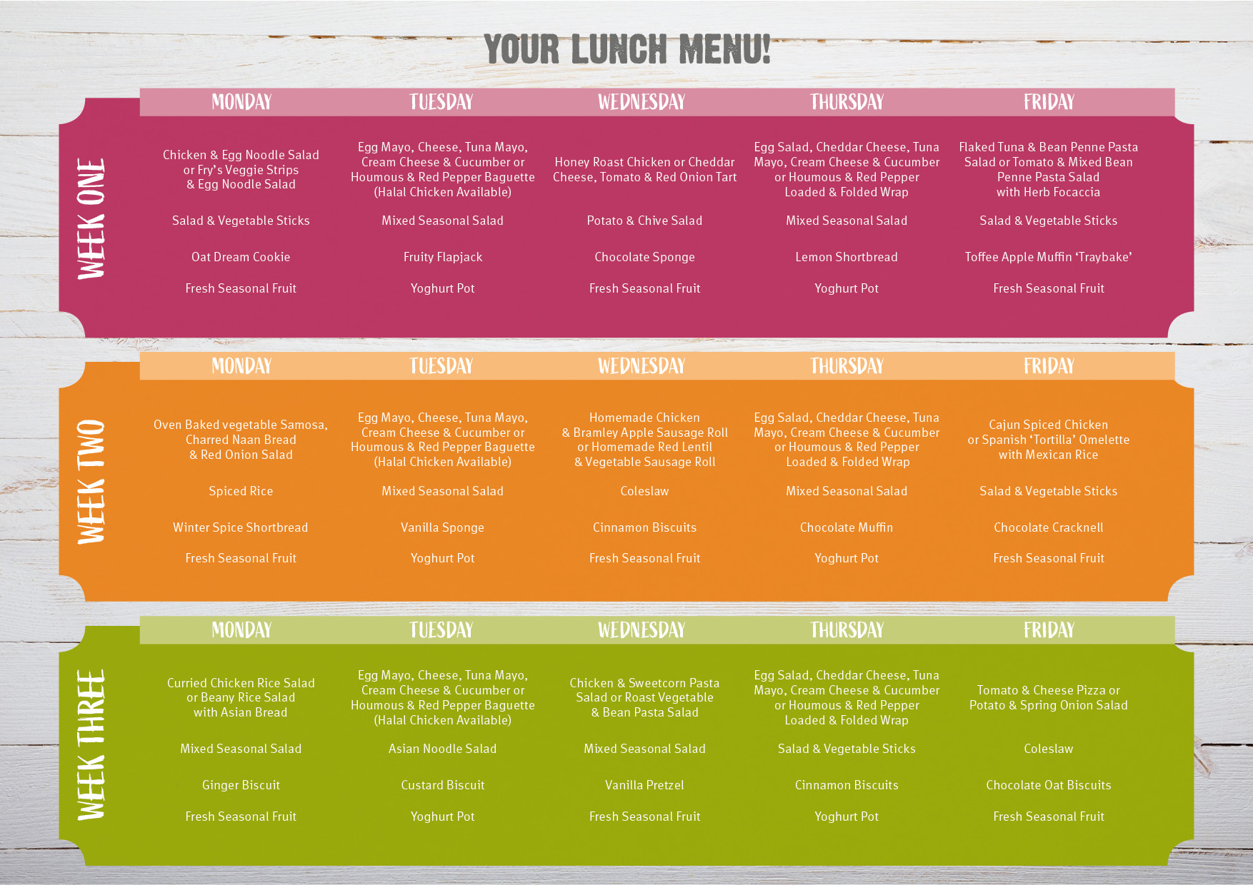 5. Packed Lunch Menu